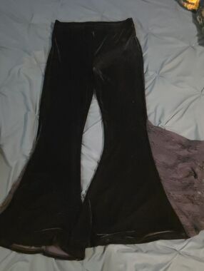 Killstar Black Velvet Trousers with Pentagram Button